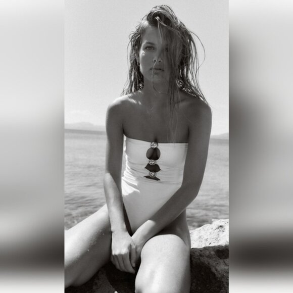 ZARA ONE-PIECE BANDEAU SWIMSUIT - Picture 1 of 11
